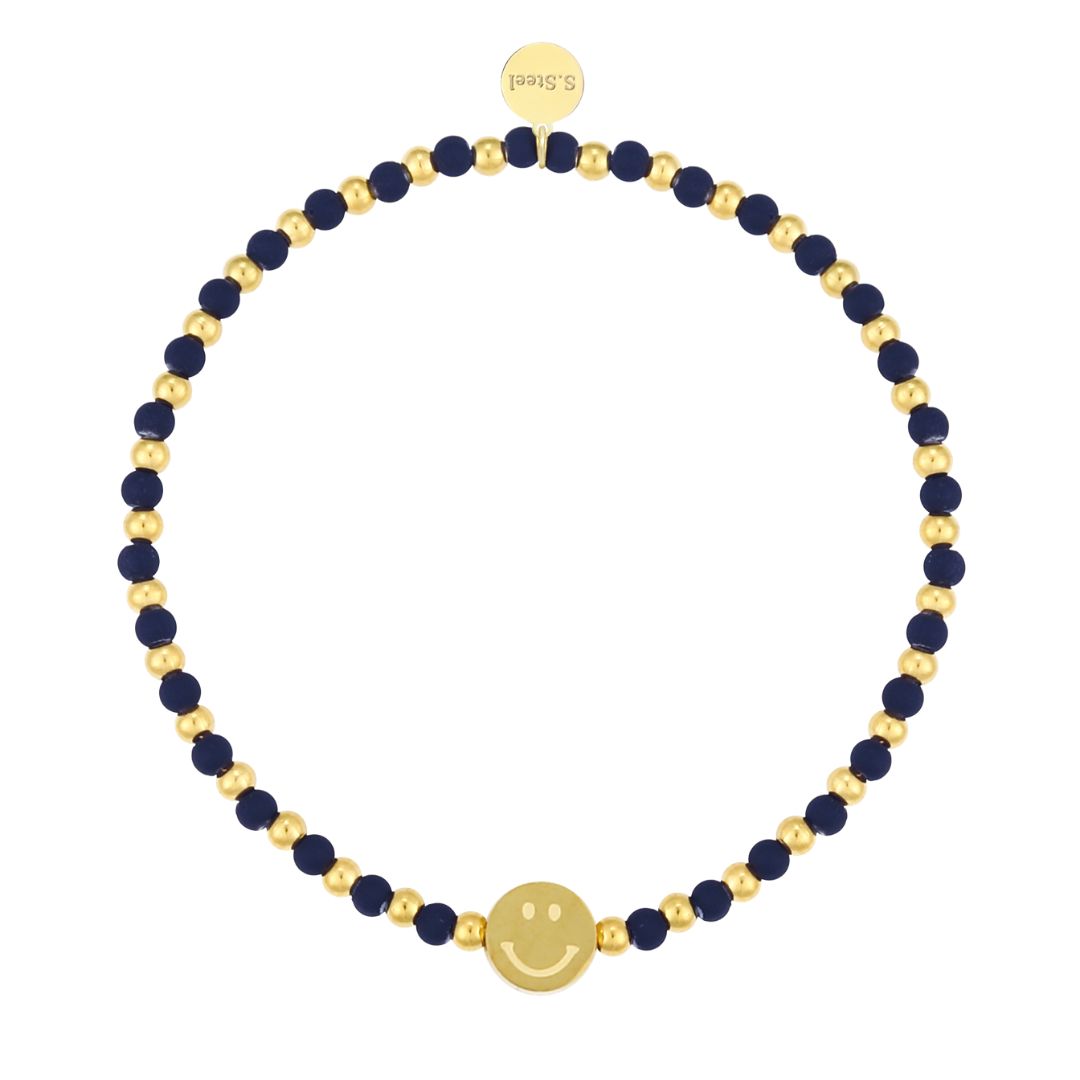 Elastisches Damen Armband 'Smileys' gold/schwarz