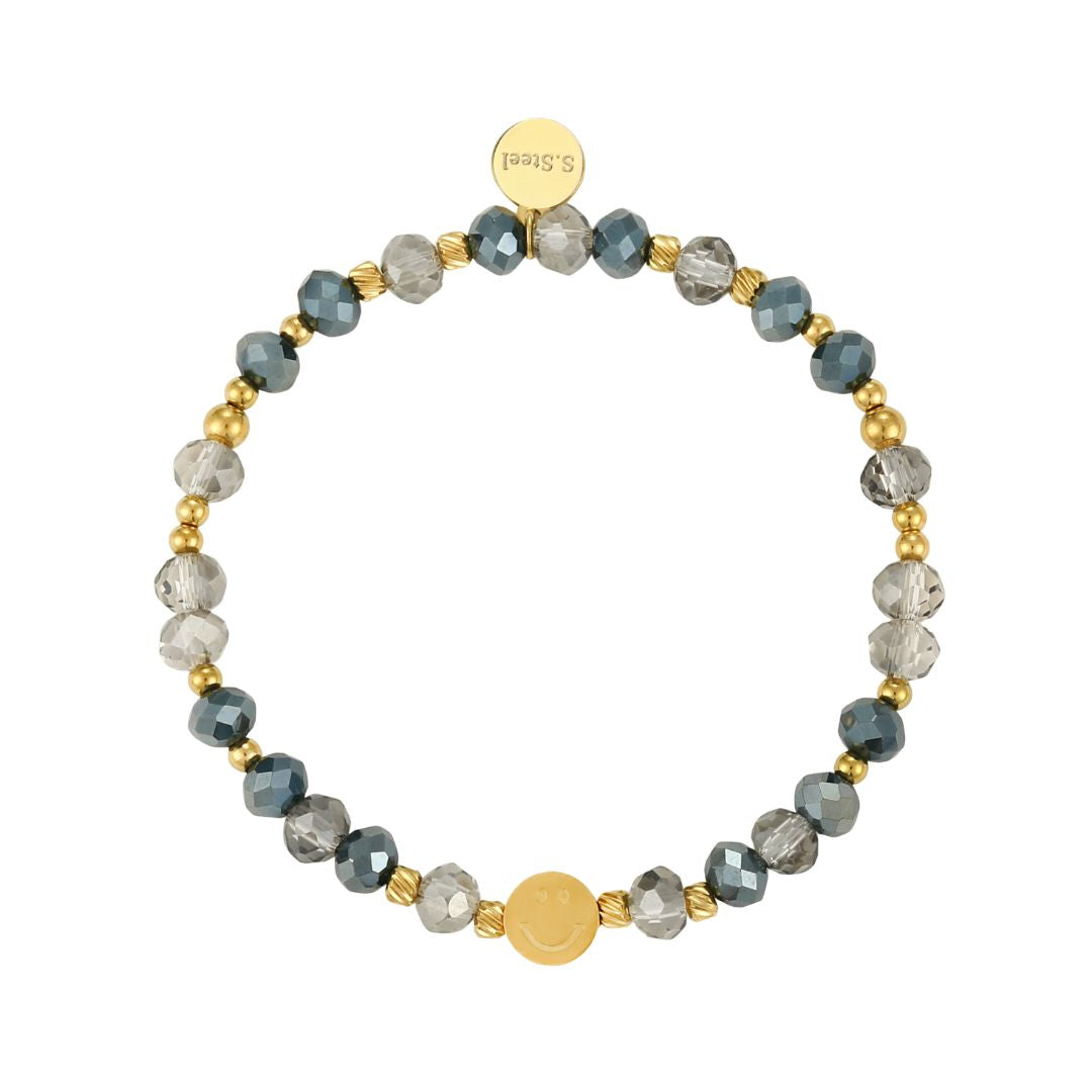 Elastisches Damen Armband mit Glasperlen 'Smiley'