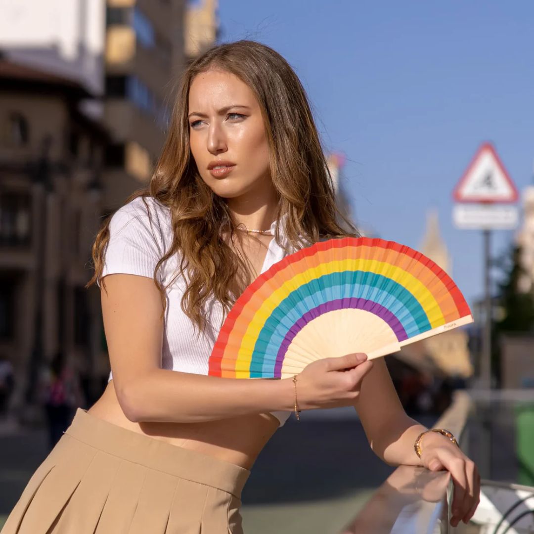 Damen Fächer 'Regenbogen' multicolor