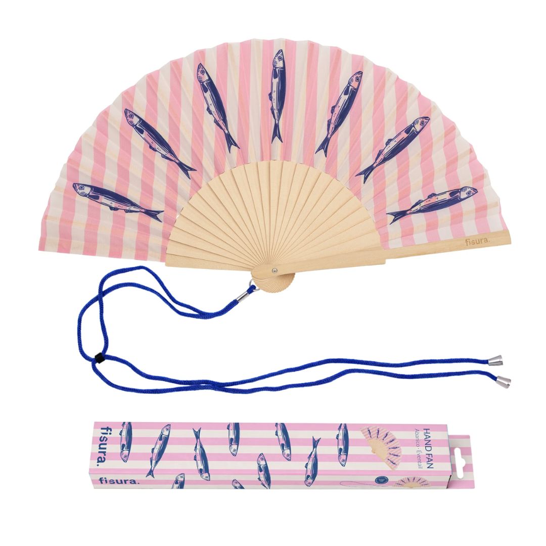 Damen Fächer 'Sardinen' rosa/blau