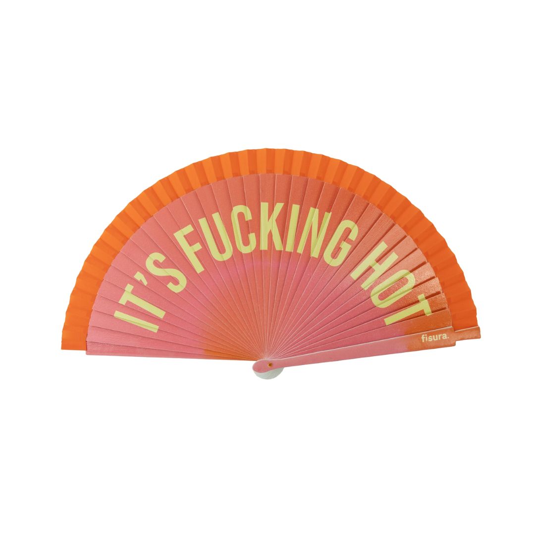 Damen Fächer 'Its fucking hot' orangefarber Verlauf