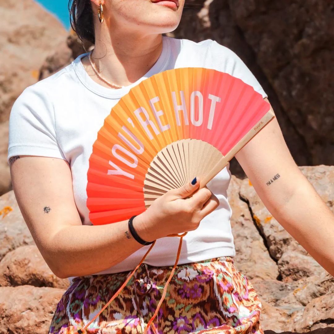Damen Fächer 'YOU'RE HOT' mit Farbverlauf