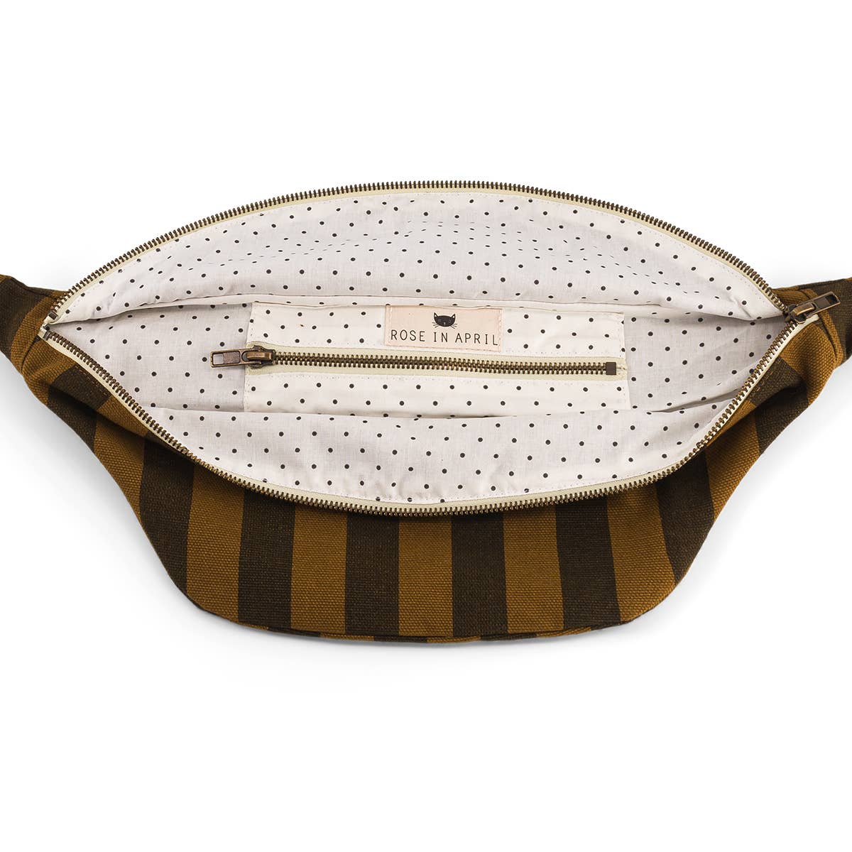 Damen Gürteltasche gestreift karamell/schwarz