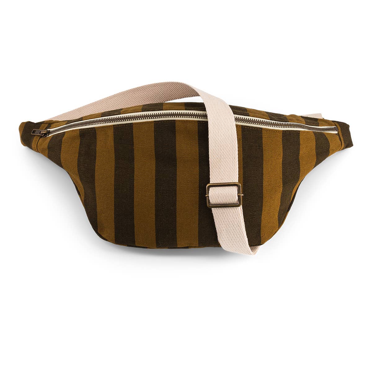 Damen Gürteltasche gestreift karamell/schwarz