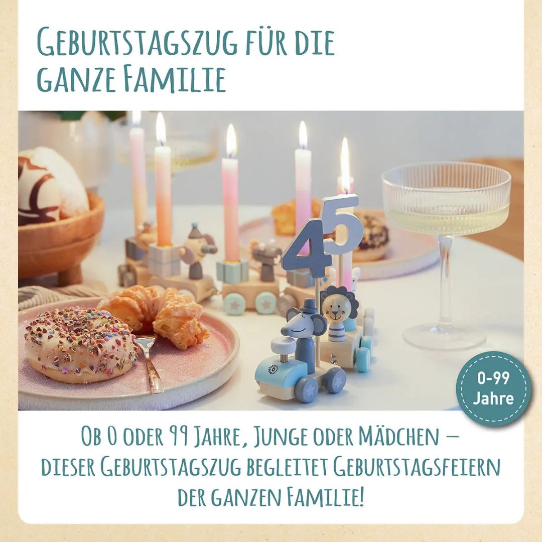 Geburtstagszug Holz Scandi 0-99 Jahre