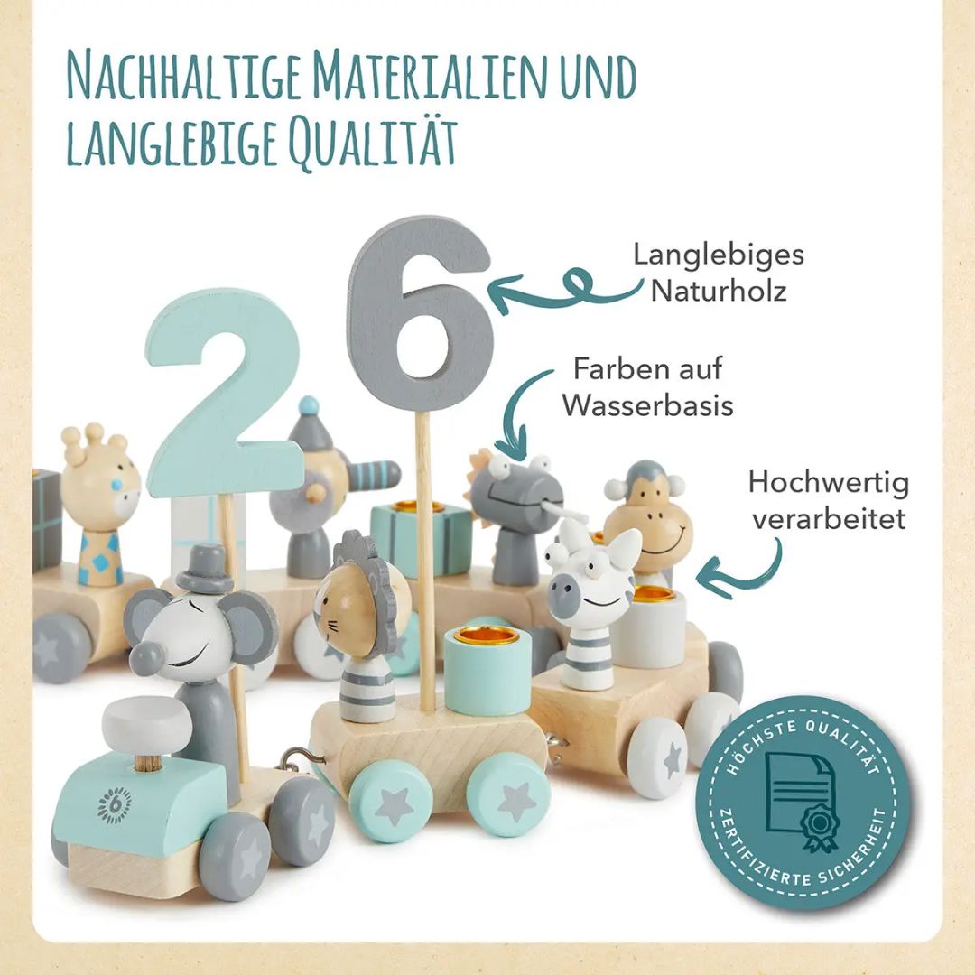 Geburtstagszug Holz Scandi 0-99 Jahre