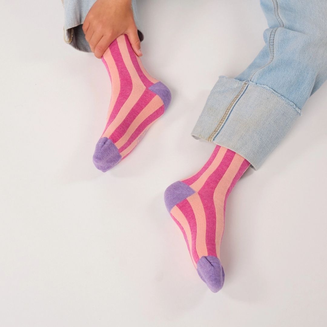 Gestreifte Kinder Socken 'Amour' rosa/pink/lila