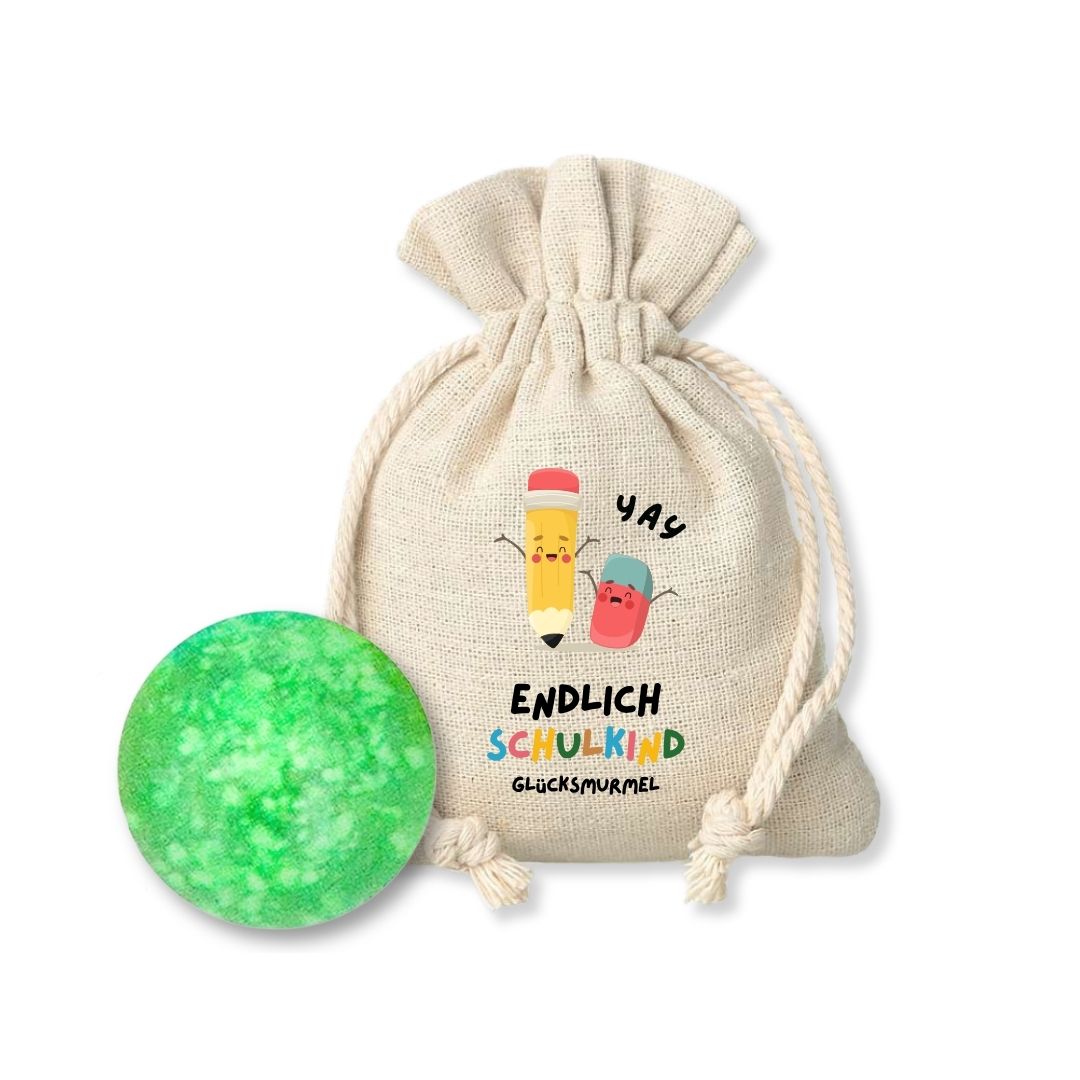 Glücksbringer Murmel Glow in the Dark 'Endlich Schulkind'