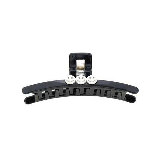 Große schmale Haarklammer schwarz mit Smileys