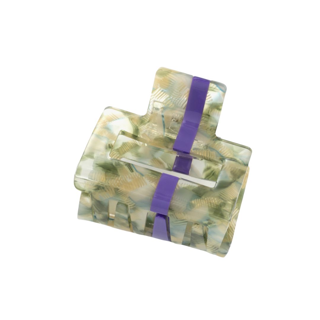 Haarklammer gemustert olive mit Streifen