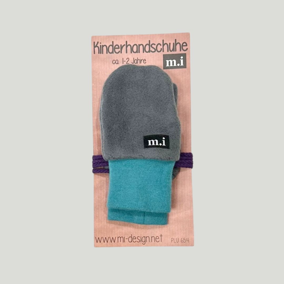 Kinderhandschuhe grau/türkis