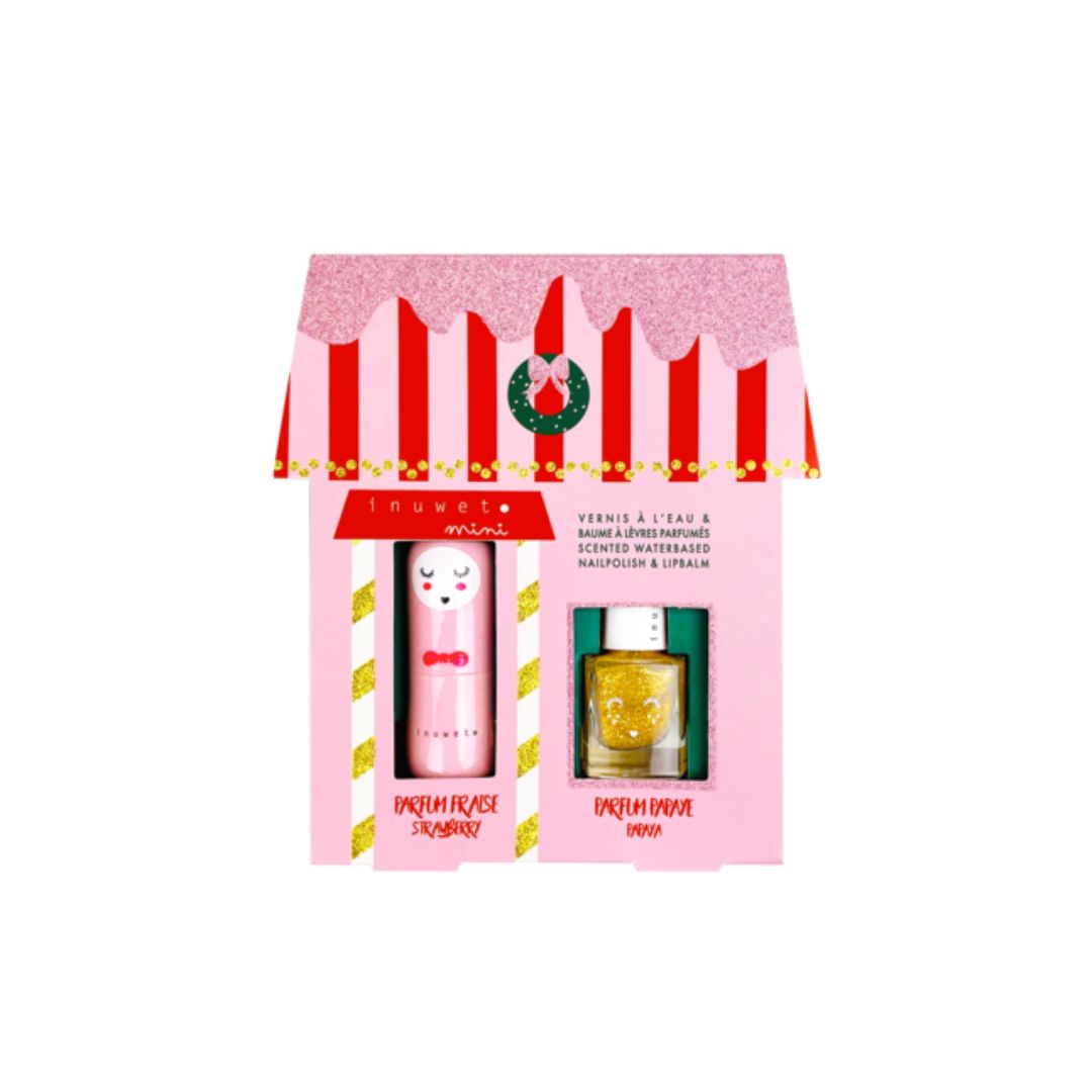 Duo 'Juliette House' Lippenbalsam Erdbeere und Nagellack gold