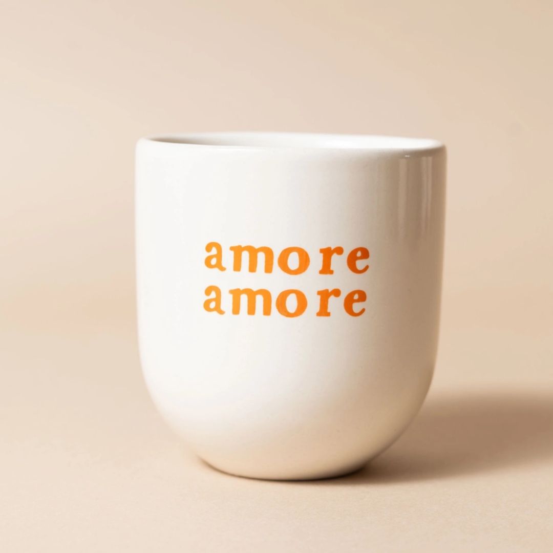 Keramikbecher 'amore amore' offwhite