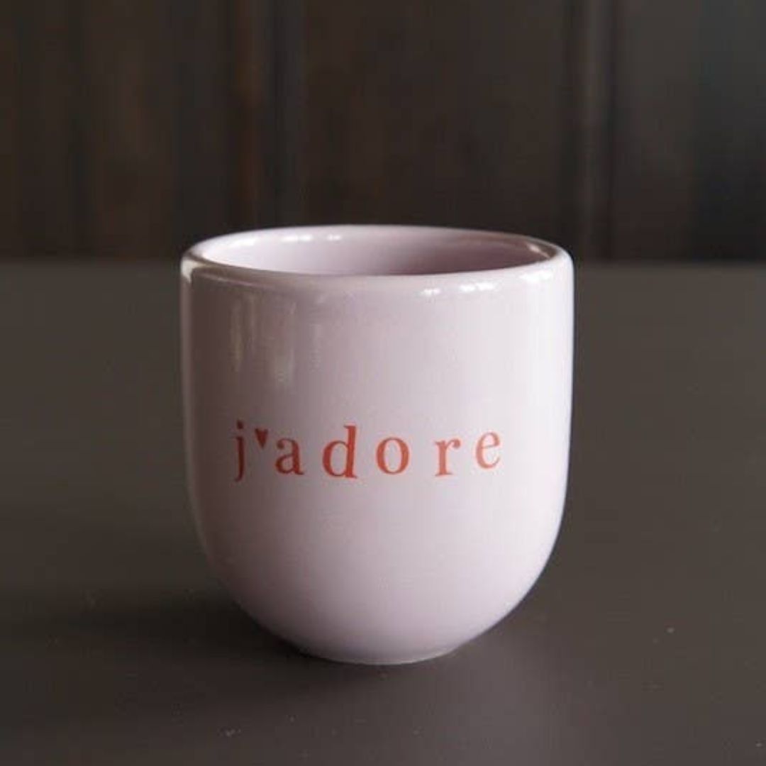 Keramikbecher 'j'adore' flieder