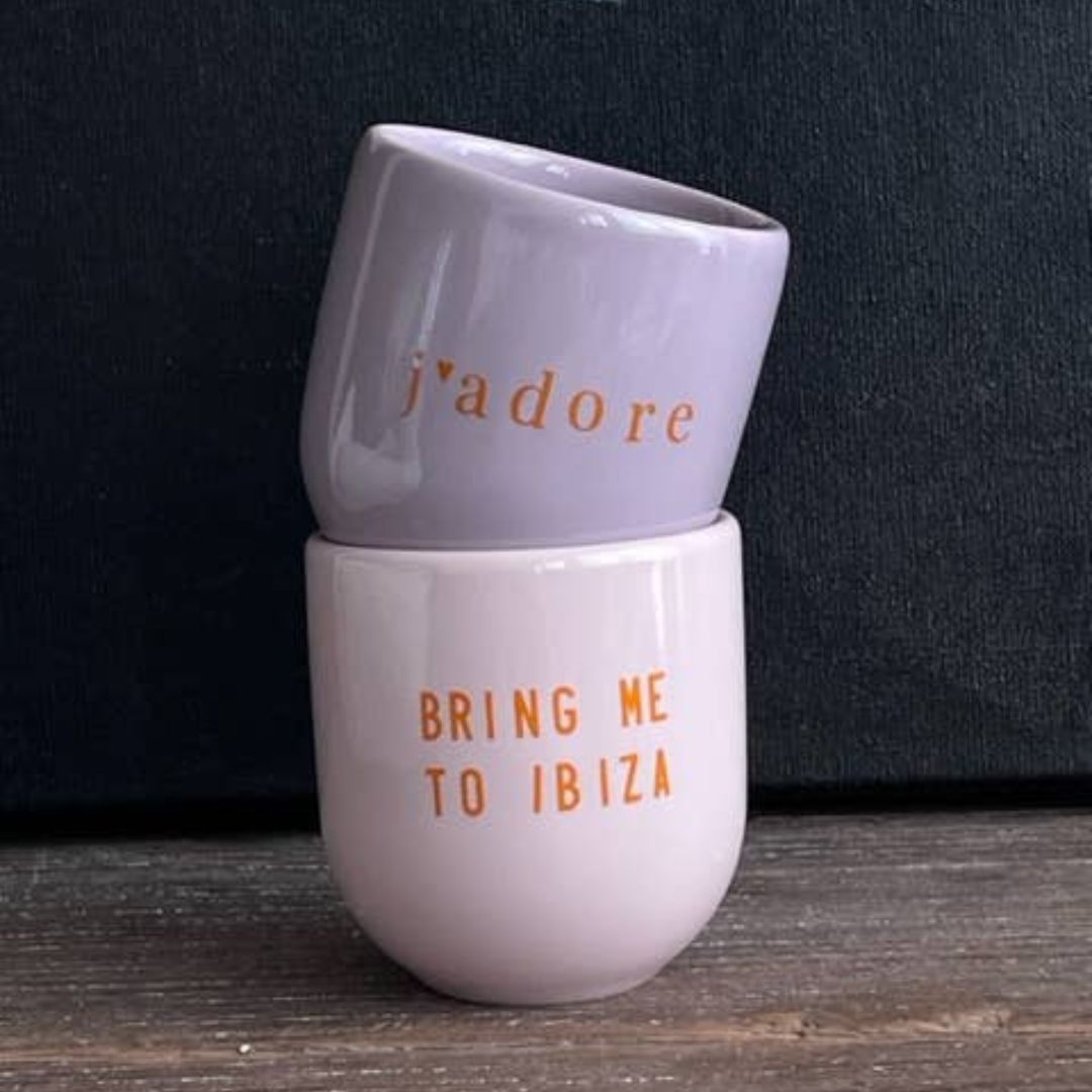 Keramikbecher 'j'adore' flieder