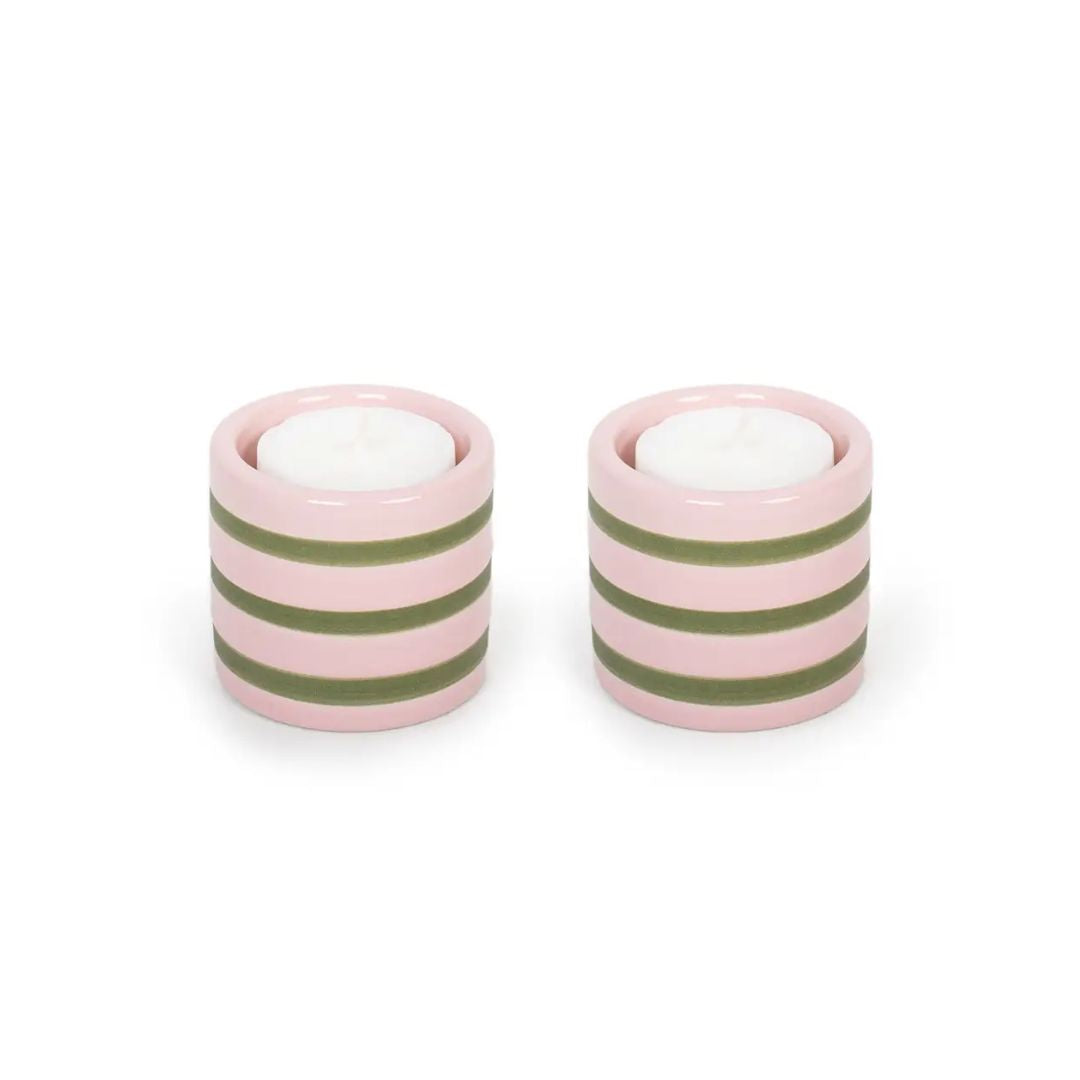 2er Pack Harmonie Keramik Kerzenhalter gestreift