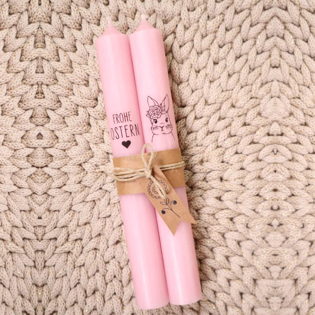 2er Set Osterkerzen rosa