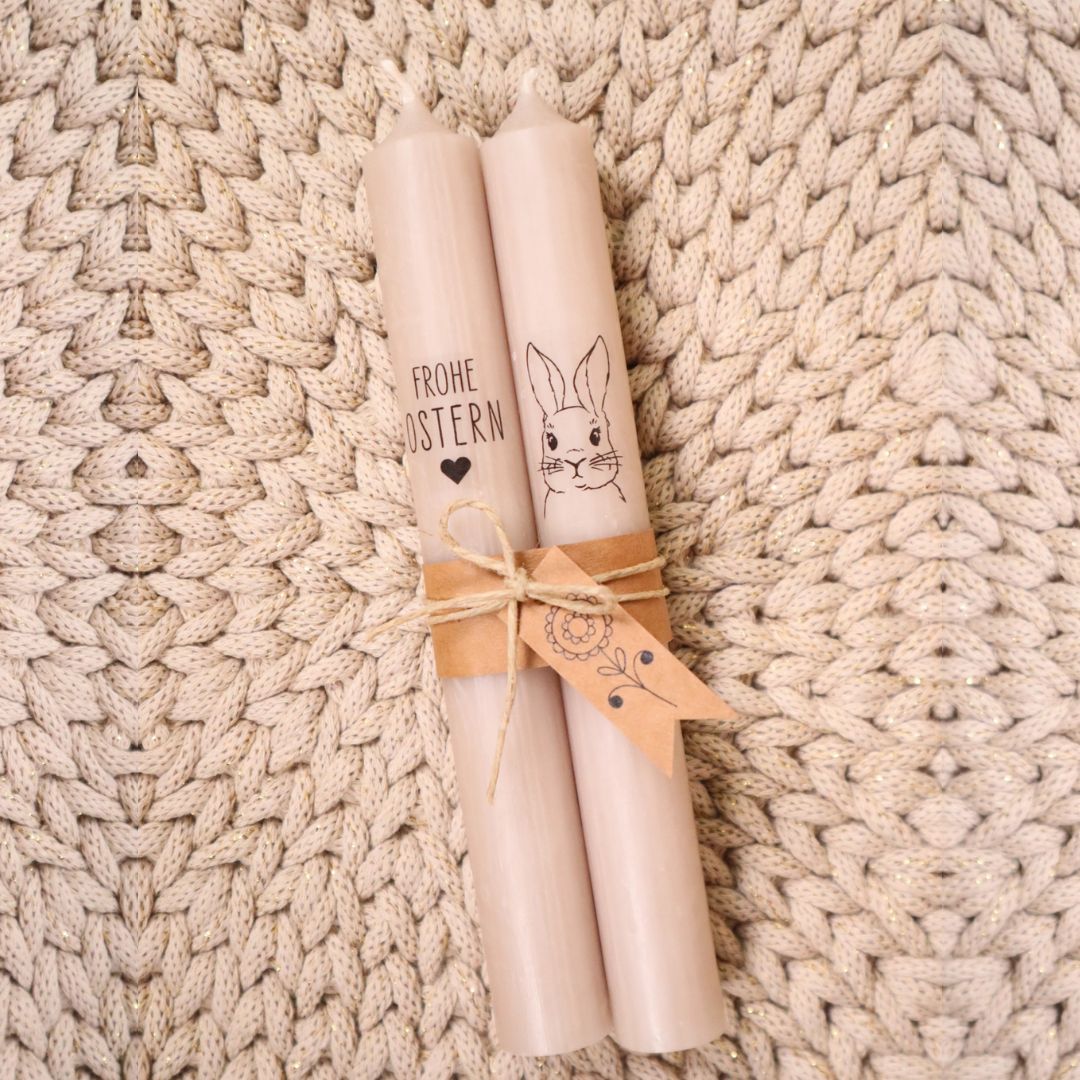 2er Set Osterkerzen beige
