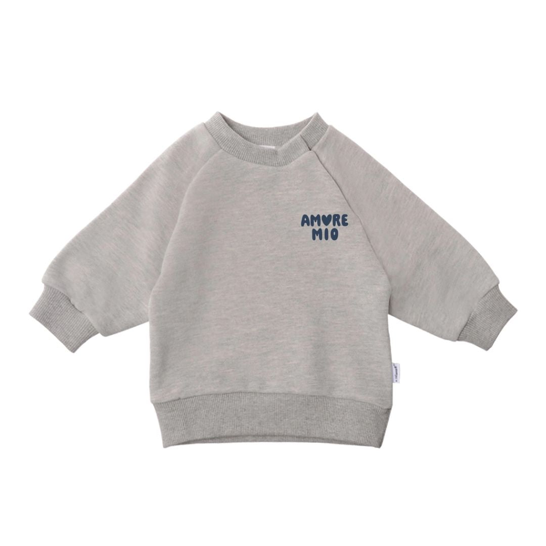 Sweatshirt in grau melange mit Print 'Amore Mio'
