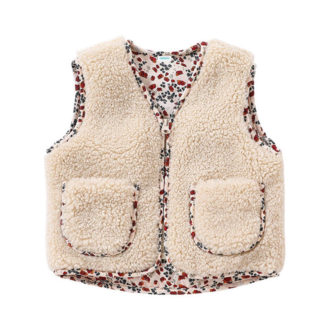 Kinder Plüsch-Weste 'Teddys Flowers' beige