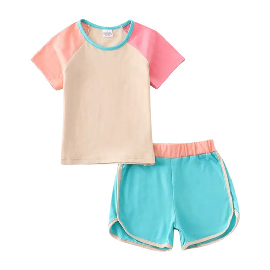2 teiliges Set Patchwork 'Colorblock' für Mädchen