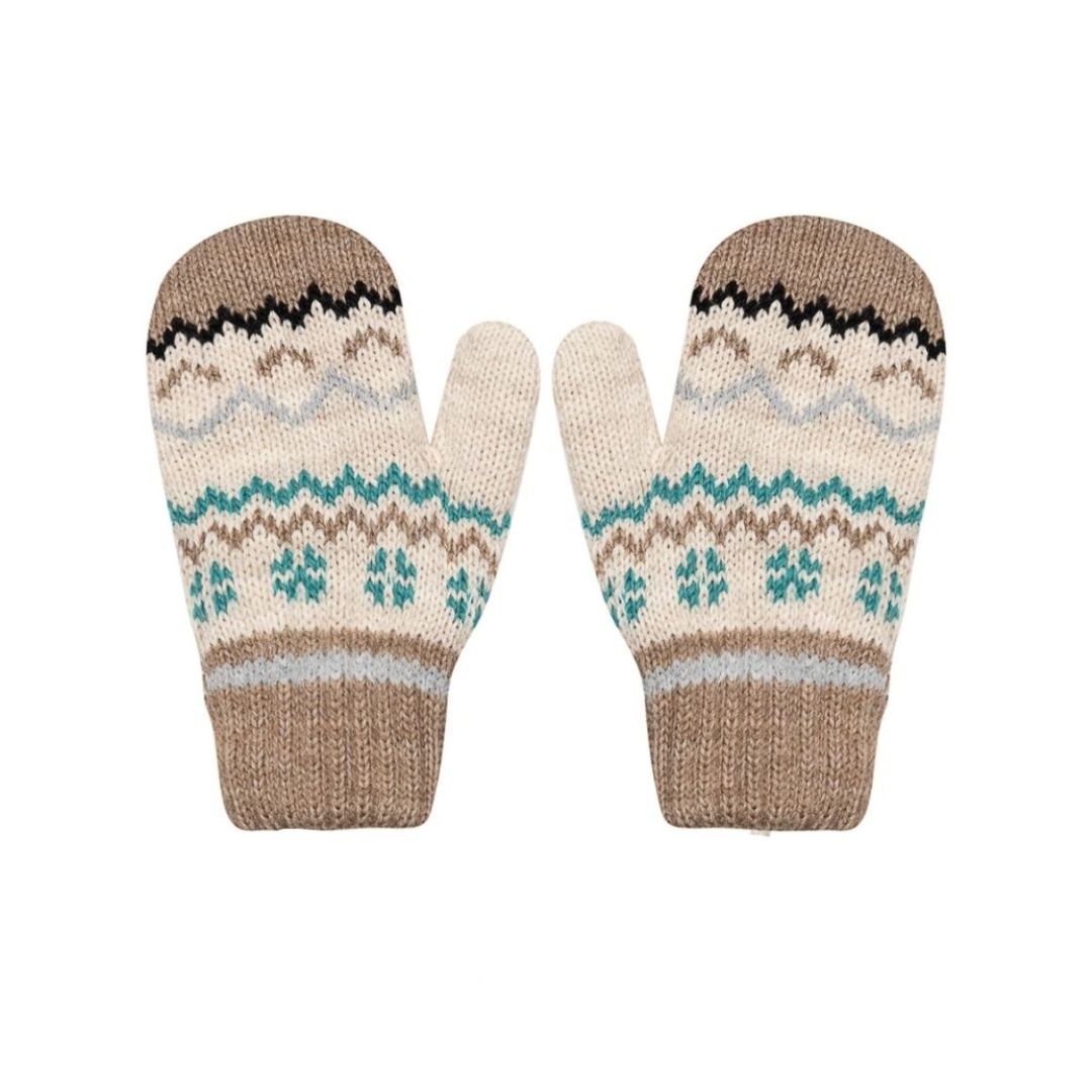 Handschuhe aus weicher Wolle Fäustlinge für Kinder beige – suebidou
