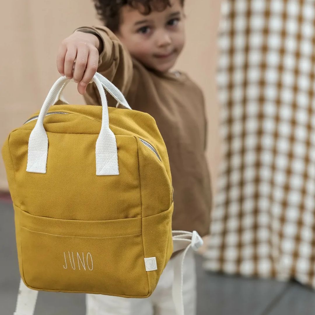 Kinderrucksack 3-7 Jahre 7 Liter personalisierbar senfgelb