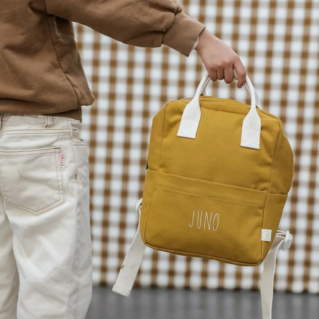 Kinderrucksack 3-7 Jahre 7 Liter personalisierbar senfgelb