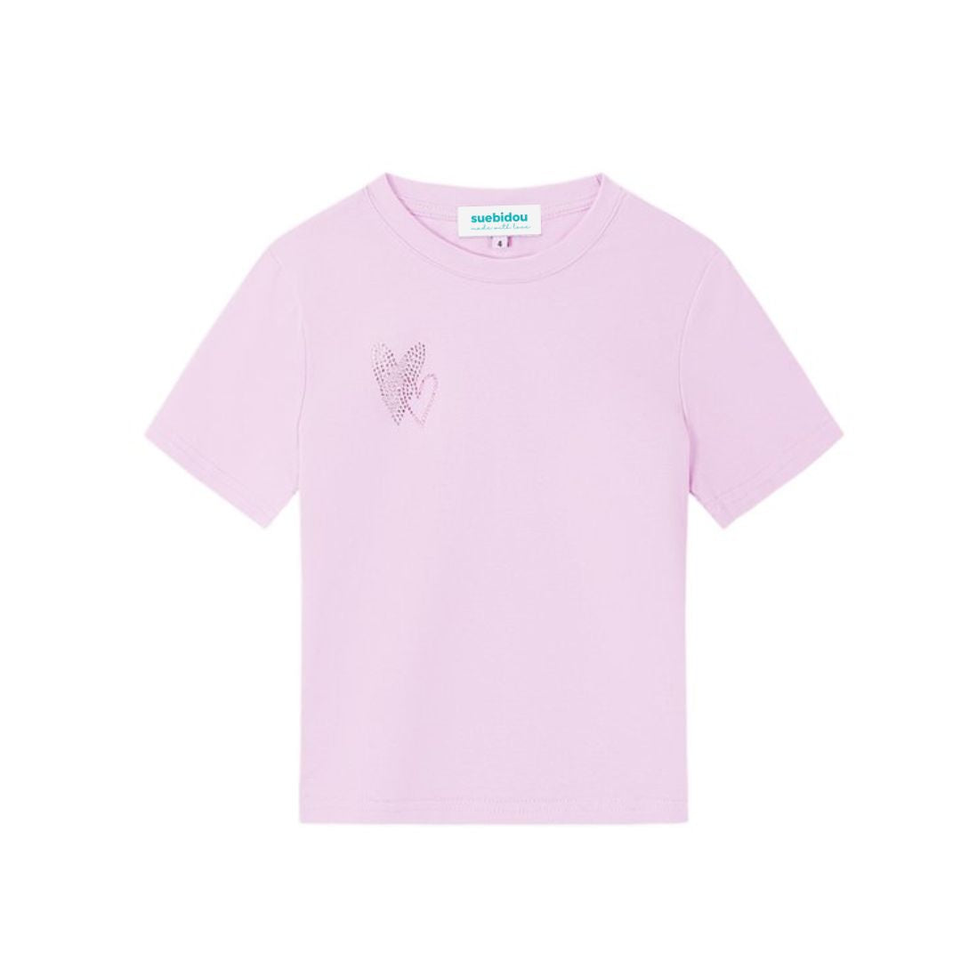 T-Shirt Kids purple mit Herzapplikation