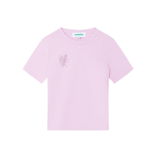 T-Shirt Kids purple mit Herzapplikation