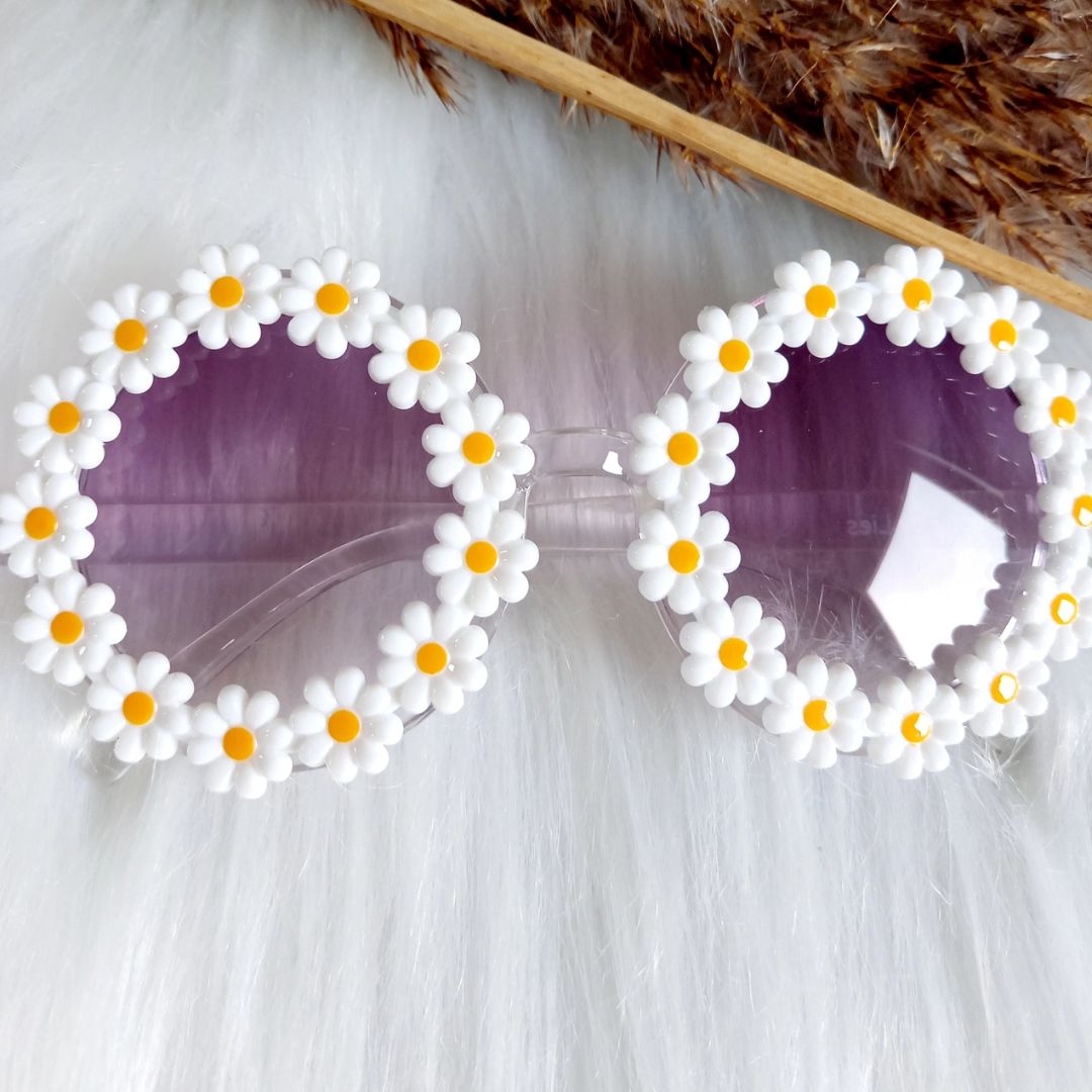 Kinder Sonnenbrille Blumendesign Gänseblümchen weiß