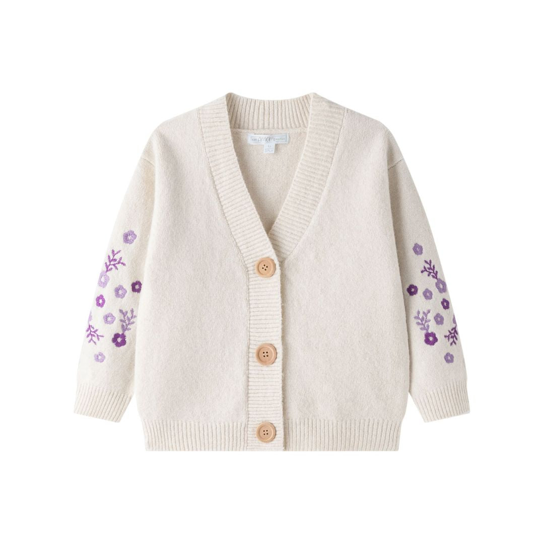 Kinder Cardigan mit floraler Stickerei
