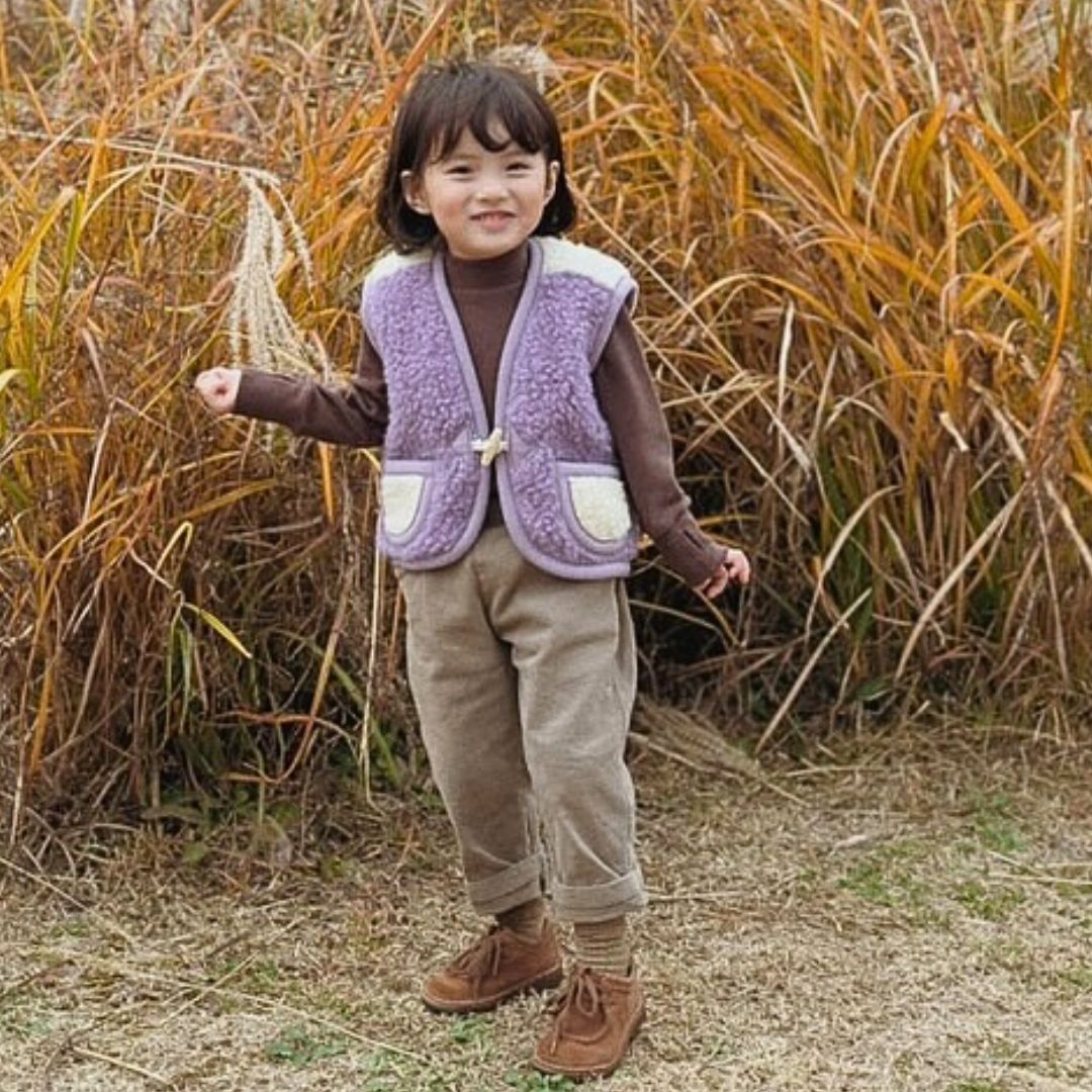 Kinder Weste aus Merinowolle 'Lavendeltee'