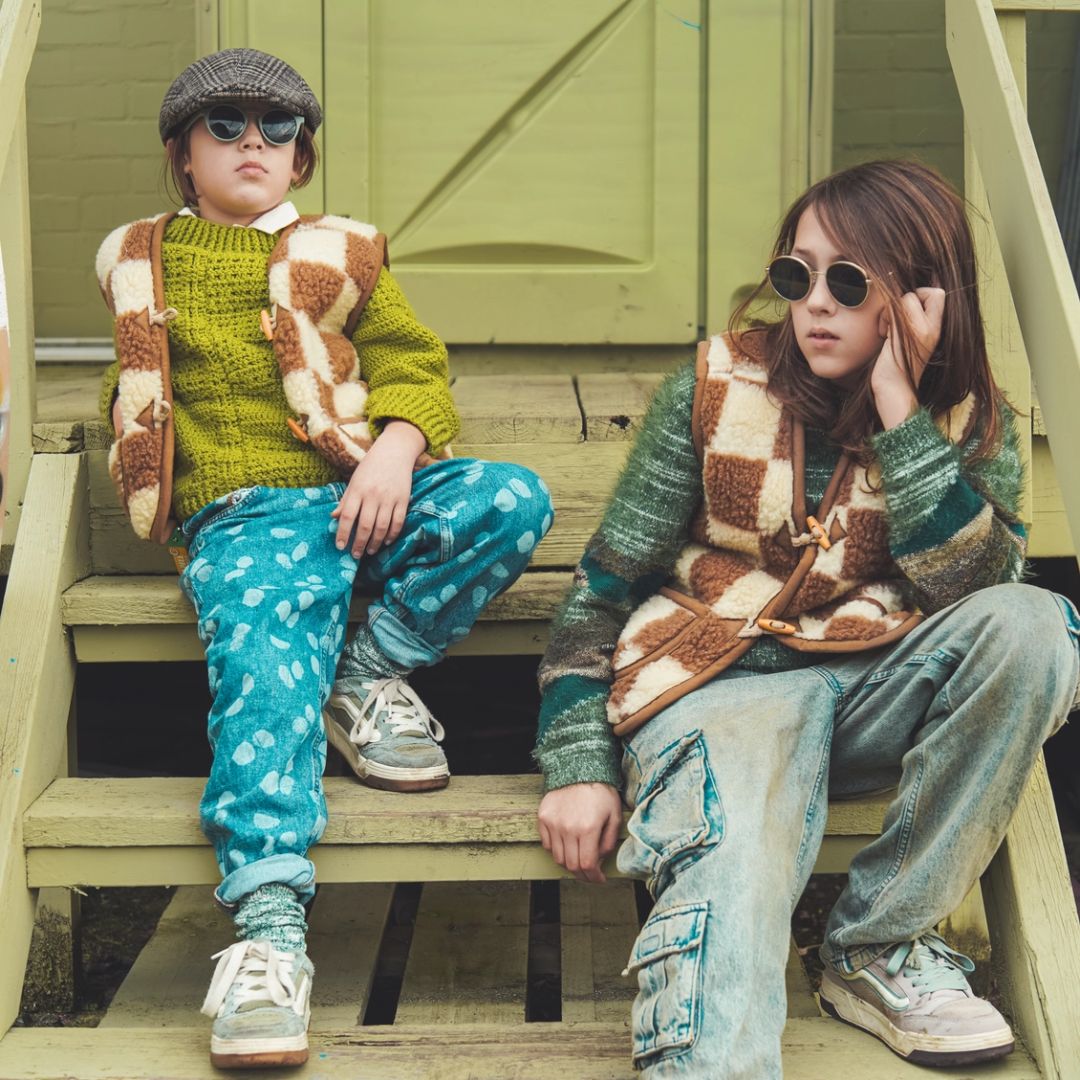 Kinder Weste aus Merinowolle 'Ziegelstein'