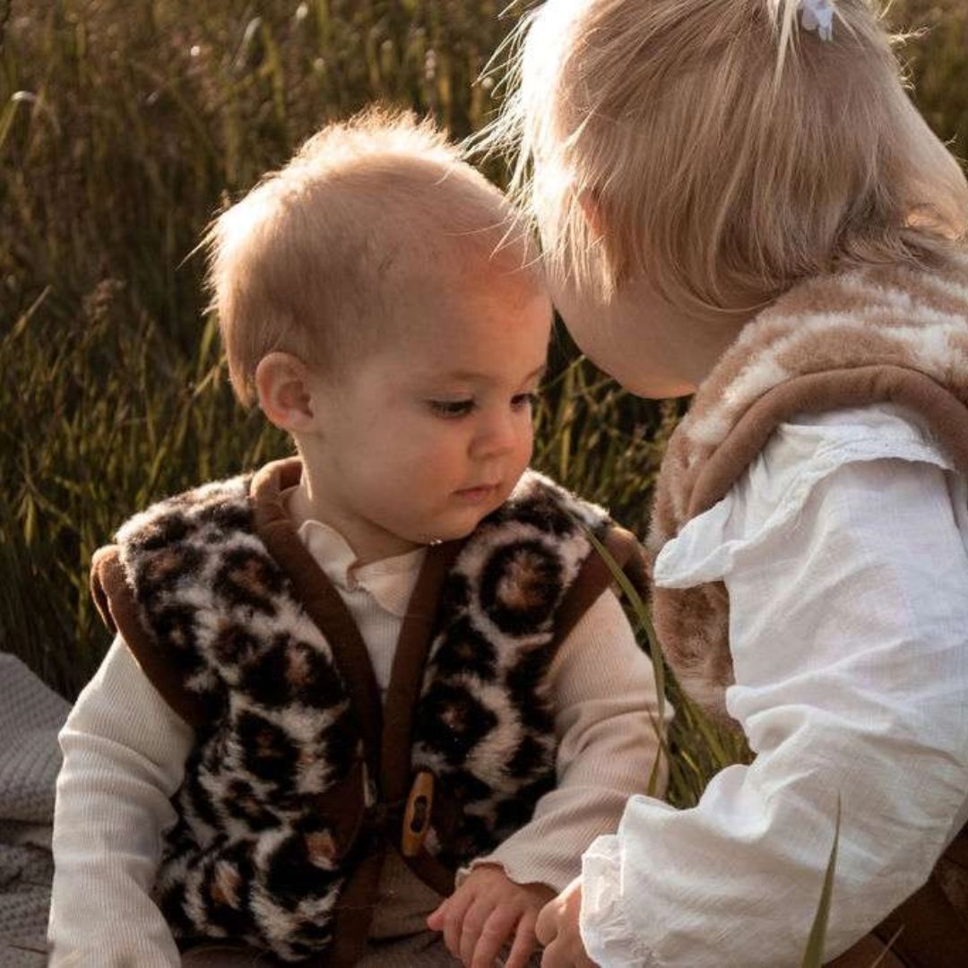 Kinder Weste aus Merinowolle 'Leopard'