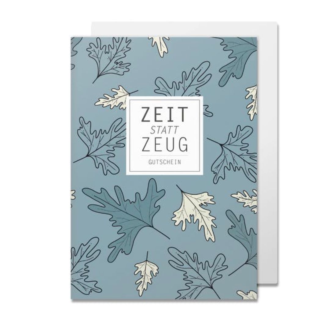 Klappkarte Zeit statt Zeug, Blau