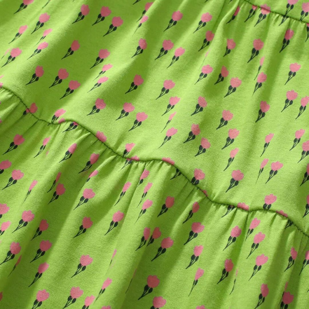 Kleid Kurzarm 'Flowerful' grün