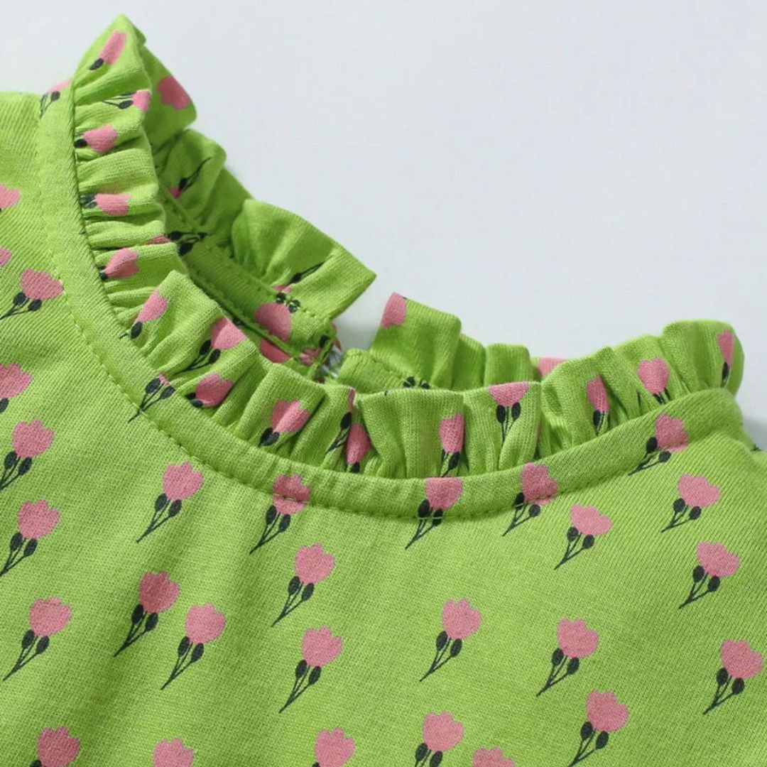 Kleid Kurzarm 'Flowerful' grün