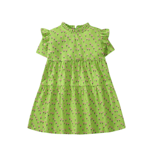 Kleid Kurzarm 'Flowerful' grün