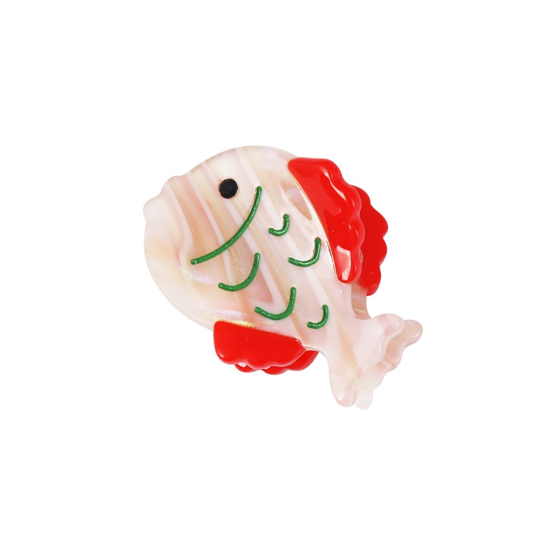 Kleine Haarklammer im Fischdesign rose/rot