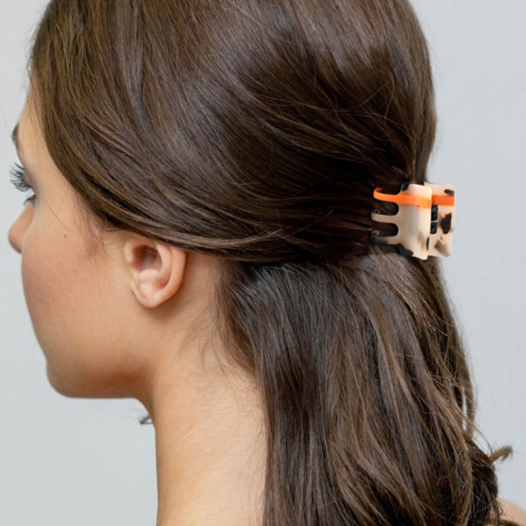 Damen Haarklammer Mini mit Streifen orange/neongelb