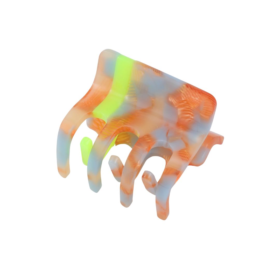 Damen Haarklammer Mini mit Streifen orange/neongelb