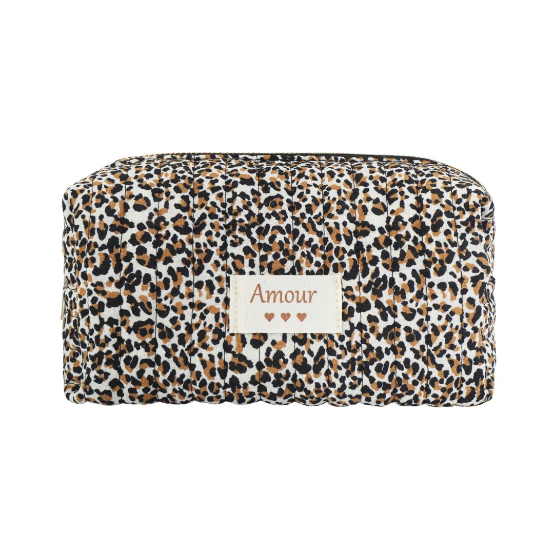 Makeup Tasche mit Leo-Muster 'Amour' hell