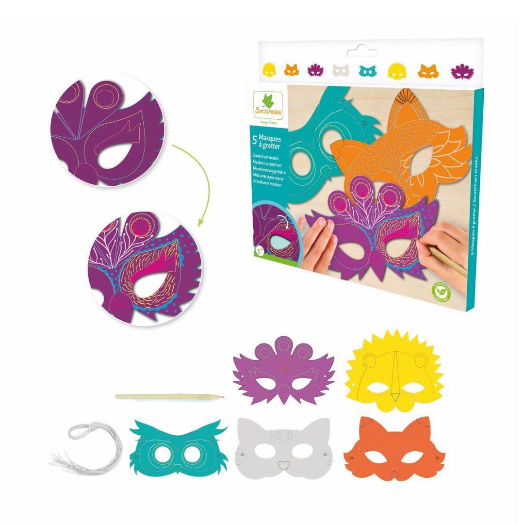 Kinder Kreativset 'Scratch Art Tiermasken'