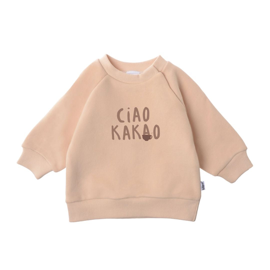 Kinder Sweatshirt mit Print 'Ciao Kakao' beige