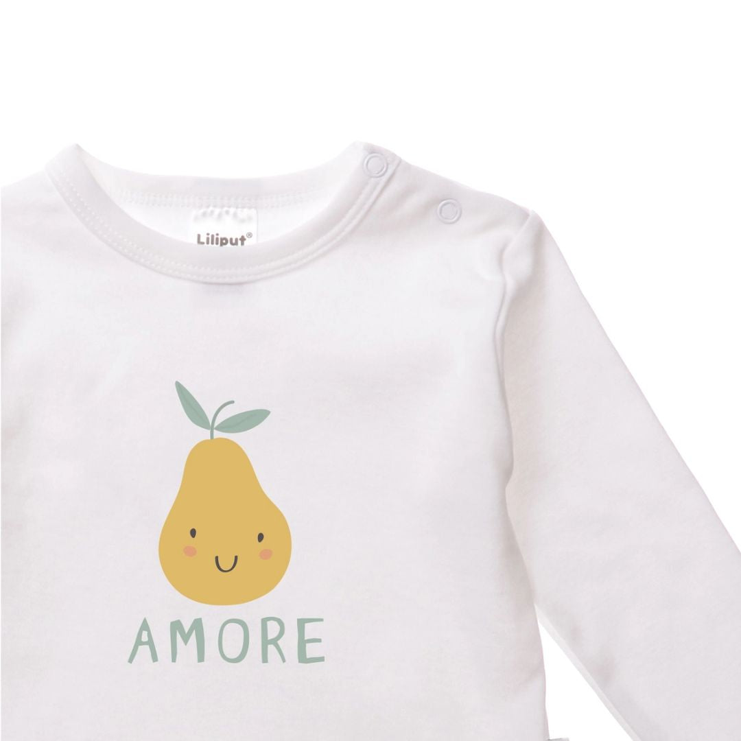 Langarmshirt in weiß mit niedlichem Birnen Print