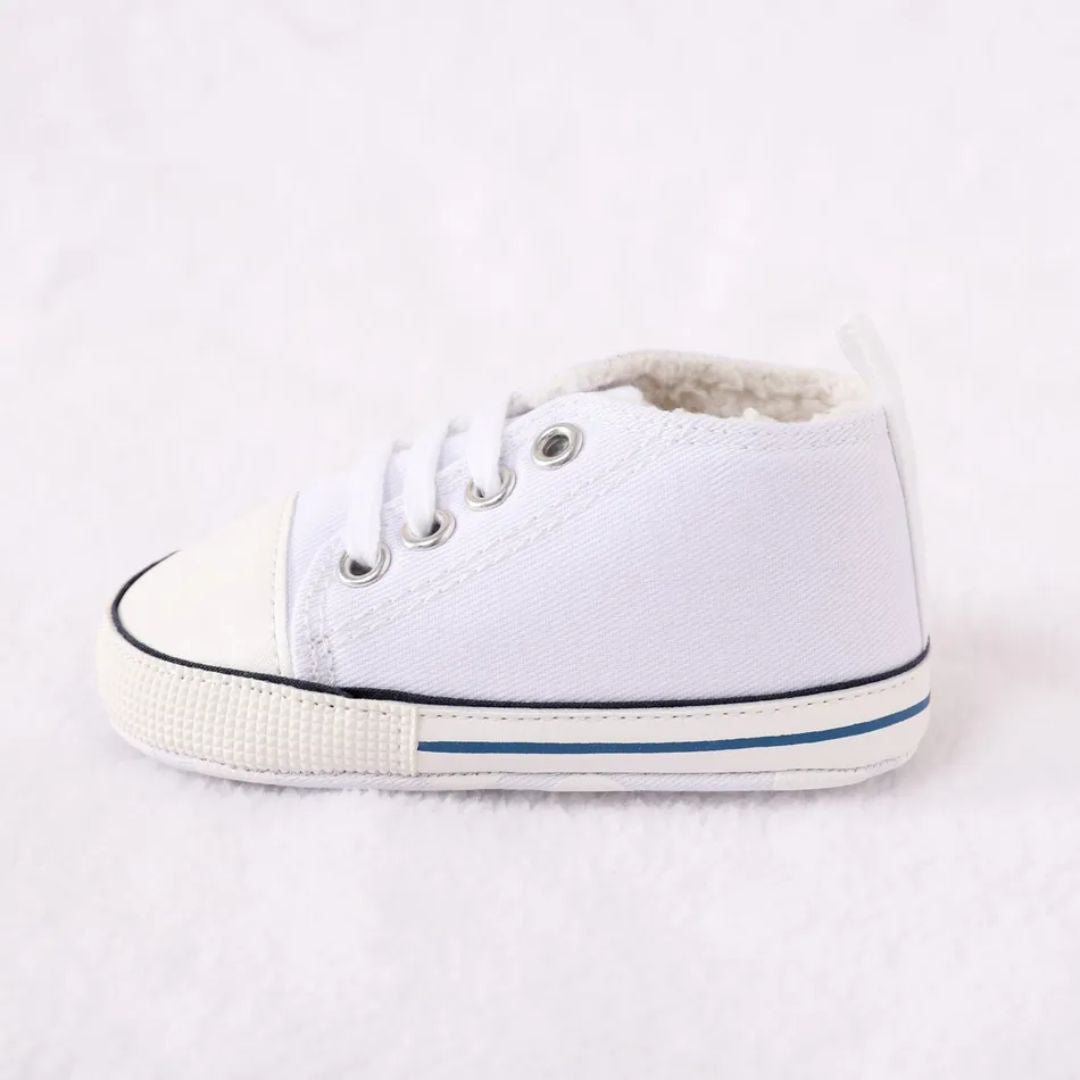 Baby / Kleinkind Canvas Prewalker Schuhe weiß/Plüsch