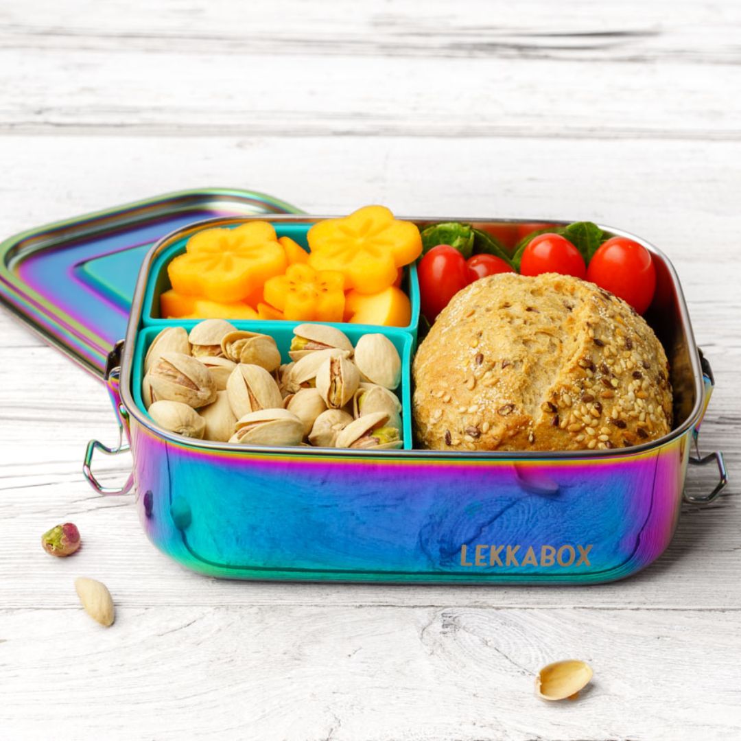 LEKKABOX Auslaufsichere Edelstahl Brotdose 'Rainbow Safe' V2