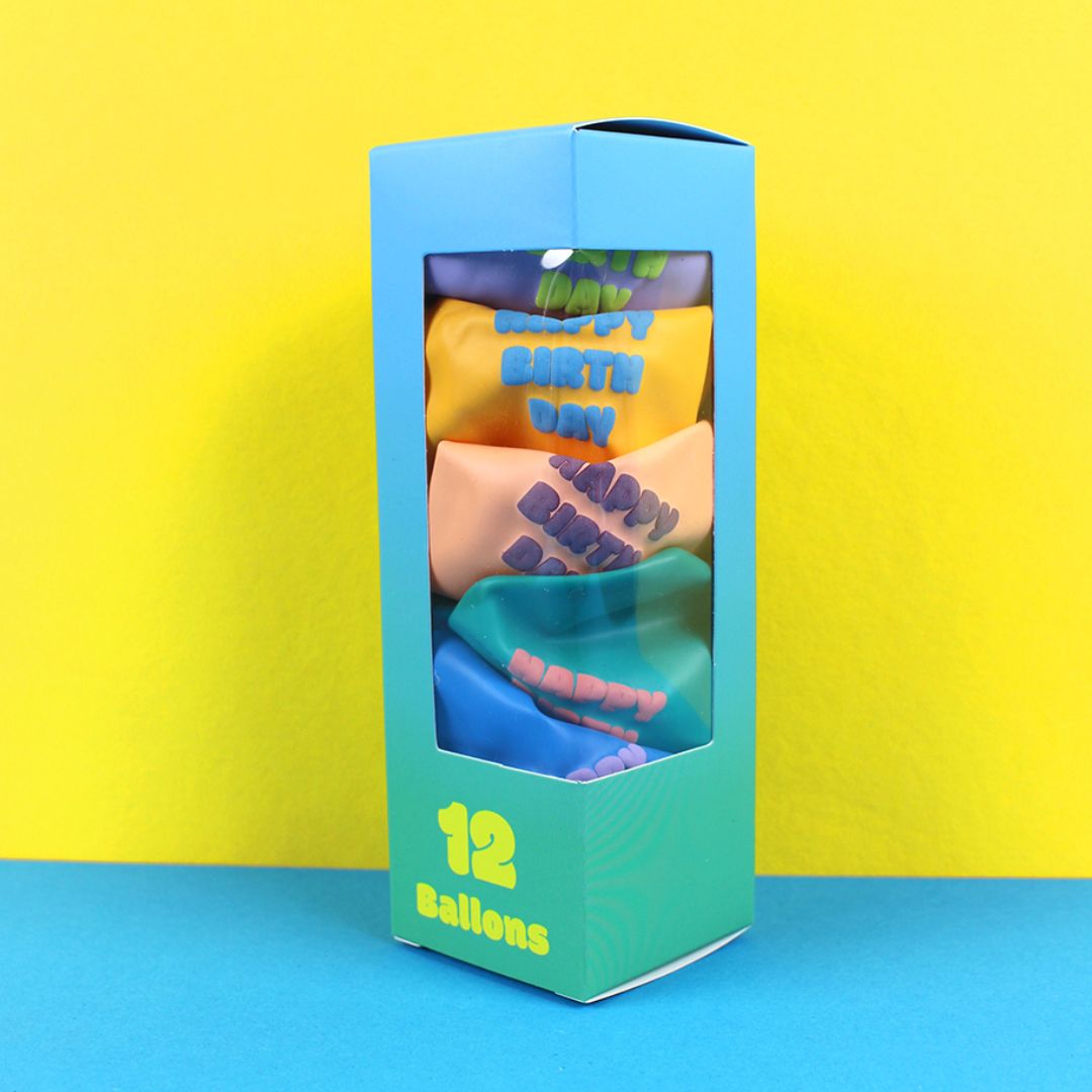 Ballonset 'Happy Birthday' bunt aus 100% Naturkautschuk