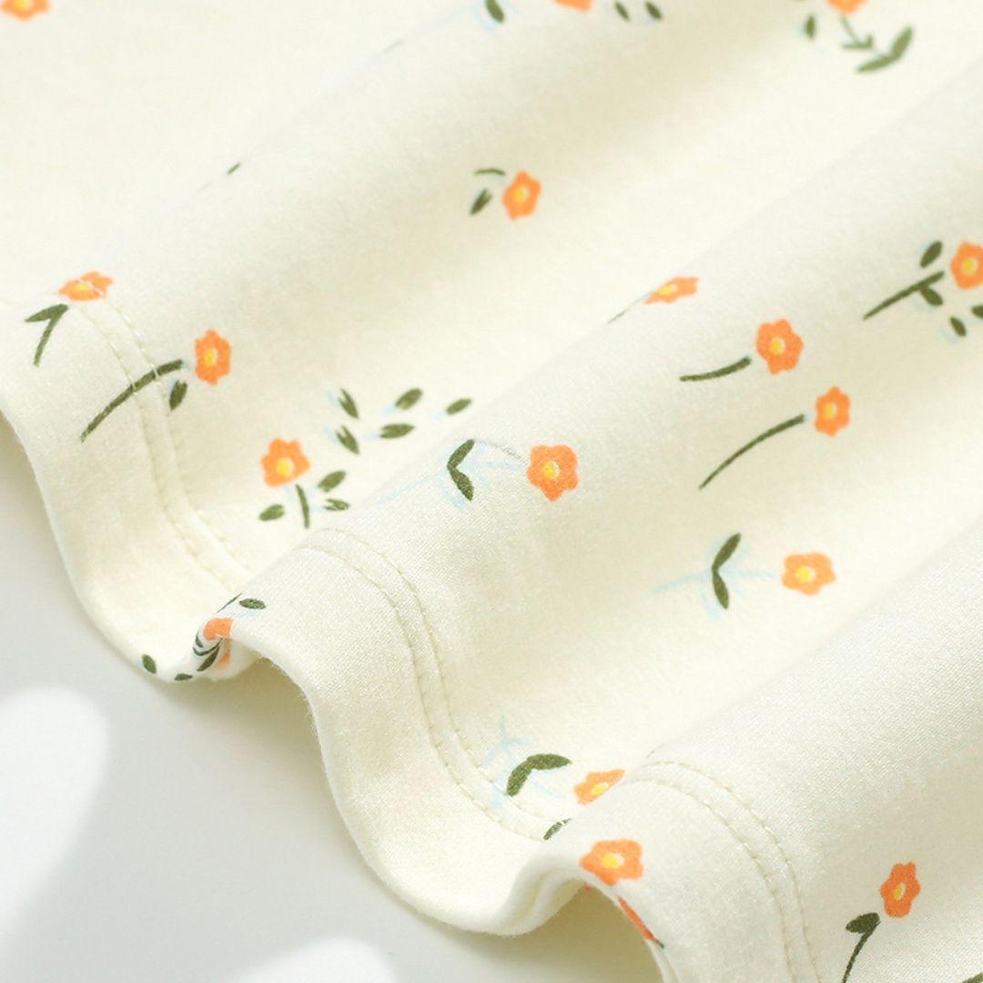 Mädchen Kleid beige mit Blumenmuster